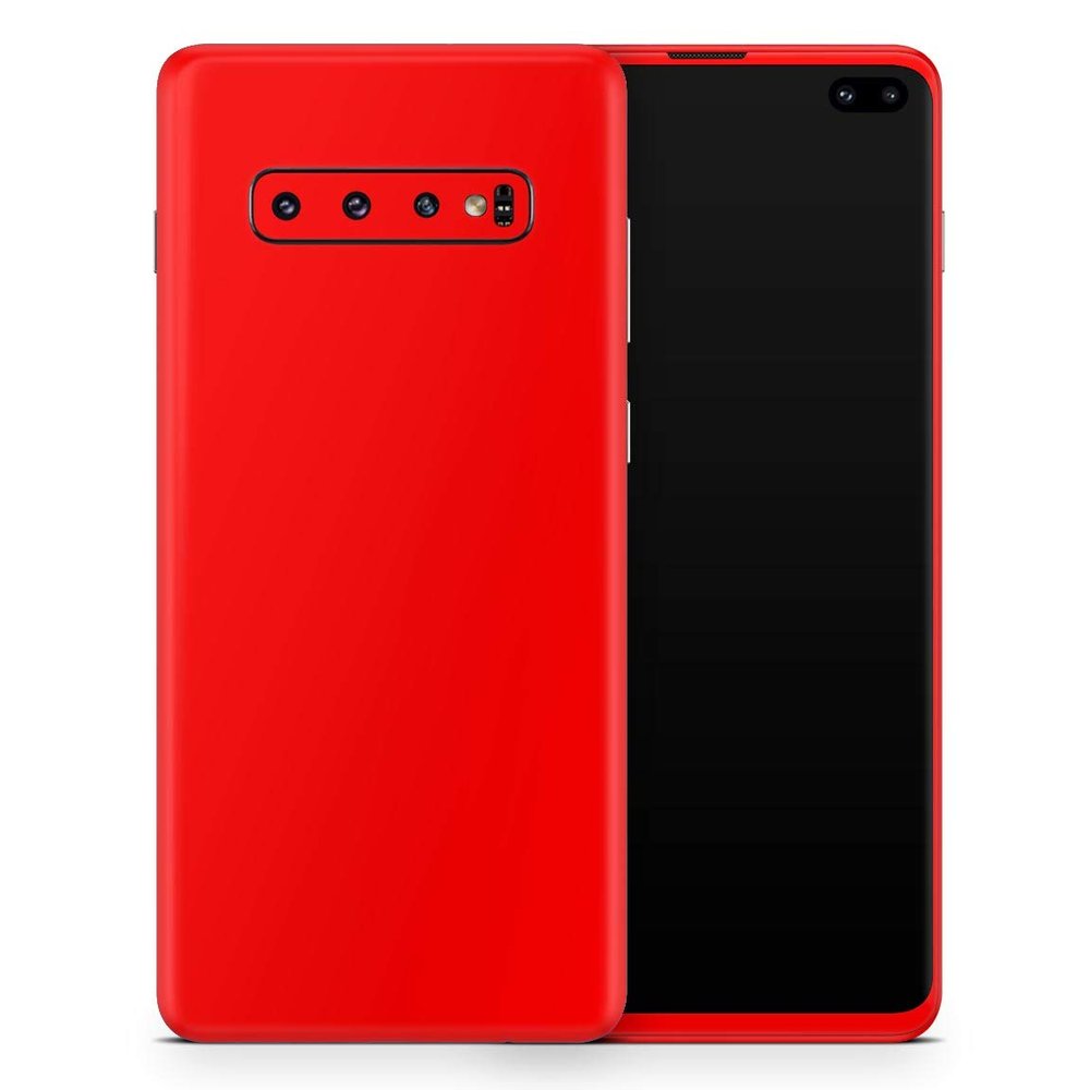 DesignSkinz Solid Red | Protective Vinyl Decal Wrap Skin Cover Compatible with The Samsung Galaxy S10 Plus (Full-Body, Screen Trim & Back Glass Skin)