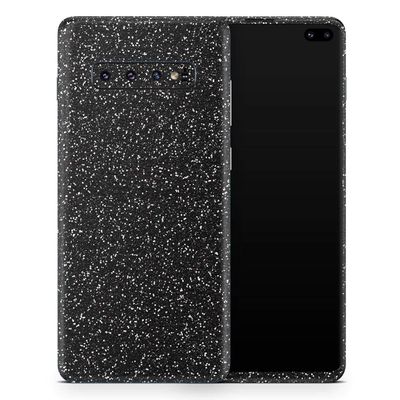 DesignSkinz Sparkling Black Ultra Metallic Glitter | Protective Vinyl Decal Wrap Skin Cover Compatible with The Samsung Galaxy S10 Plus (Full-Body, Screen Trim & Back Glass Skin)