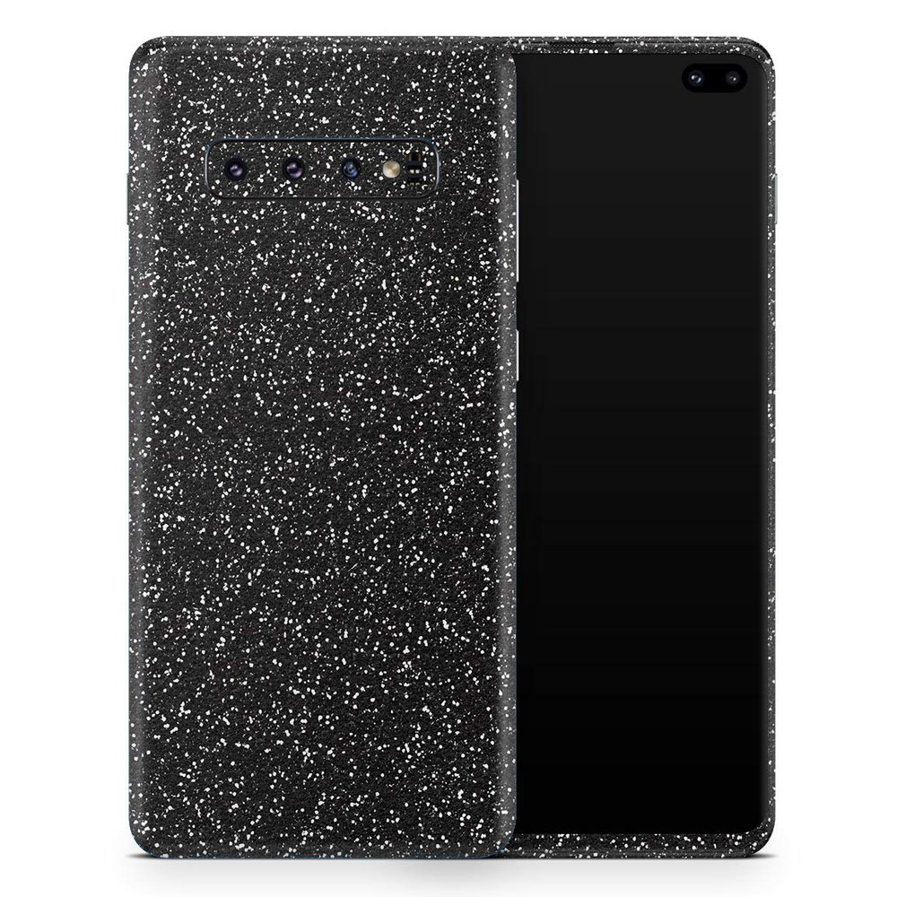 DesignSkinz Sparkling Black Ultra Metallic Glitter | Protective Vinyl Decal Wrap Skin Cover Compatible with The Samsung Galaxy S10 Plus (Full-Body, Screen Trim & Back Glass Skin)