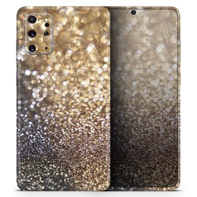 DesignSkinz Gold and Black Unfocused Glimmering Rainfall | Protective Vinyl Decal Wrap Skin Cover Compatible with The Samsung Galaxy S9 Plus (Full-Body, Screen Trim & Back Glass Skin)