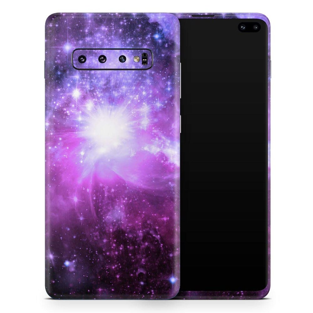 DesignSkinz Violet Glowing Nebula | Protective Vinyl Decal Wrap Skin Cover Compatible with The Samsung Galaxy S9 (Full-Body, Screen Trim & Back Glass Skin)