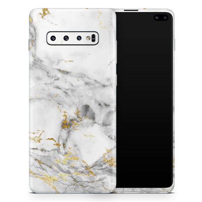 DesignSkinz Marble & Digital Gold Foil V8 | Protective Vinyl Decal Wrap Skin Cover Compatible with The Samsung Galaxy S20 Ultra (Full-Body, Screen Trim & Back Glass Skin)