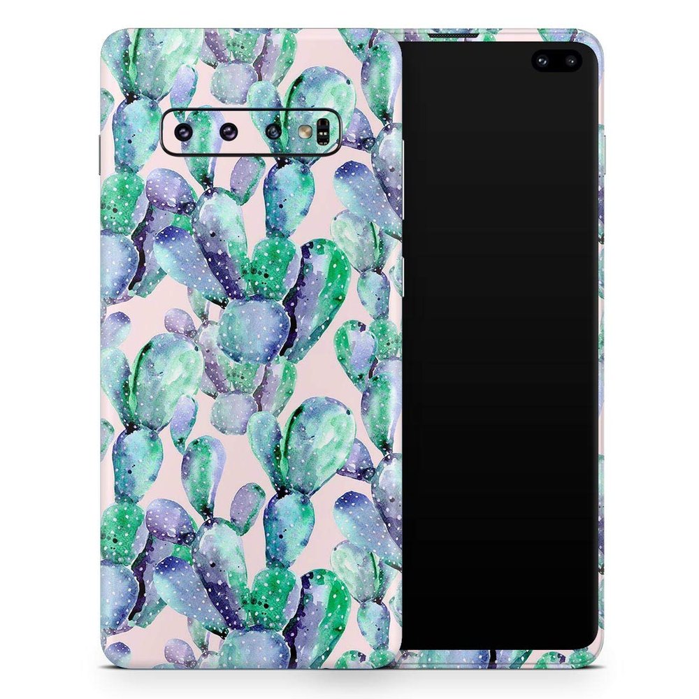DesignSkinz Watercolor Cactus Succulent Bloom V9 | Protective Vinyl Decal Wrap Skin Cover Compatible with The Samsung Galaxy Note 10 Plus (Full-Body, Screen Trim & Back Glass Skin)