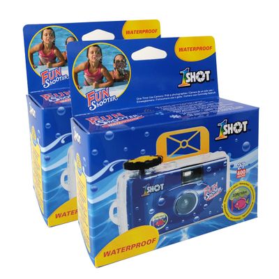 1 Shot Waterproof Disposable Camera - 35mm Underwater - 27 Exposures - ASA/ISO400 Color Film - Single-Use for Vacation, Snorkeling, Watersports - 2-Pack