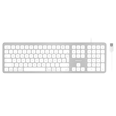 Macally WKEYHUBMB-DE Extended Mac Keyboard with Numeric pad 2 USB Ports and German QWERTZ Key Cap Layout USB-A Aluminium Design