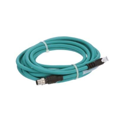 TURCK RSS RJ45S 841-5M Cordset, Str M12 Male 8 pos to Str RJ45 Male 8 pos, Teal, 8 cond 24ASWG 5m, Type 841 Shield, TPE, HDPE, 1.5A 42V