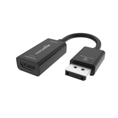 Amazon Basics DisplayPort (4k@60Hz) to HDMI Female Converter (Not Compatible with a USB Port), Black, 9.25 x 0.87 x 0.47 in