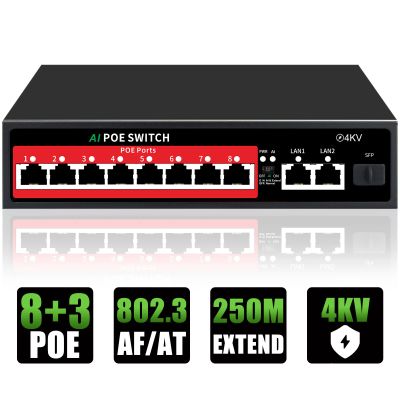 8 Port PoE+ Switch | Easy Smart Managed Ethernet Switch | Support VLAN, QoS | 120W Total PoE Budget | Fanless Metal | Plug & Play (Desktop/Wall Mount)