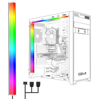 GIM KB-14 RGB PC Light Strip for Gaming Case, Magnetic Addressable LED PC Strip Kit, 5V ARGB 3Pin Header for Asus Aura, Asrock LED, Gigabyte RGB Fusion, MSI Mystic Light- 0.98ft