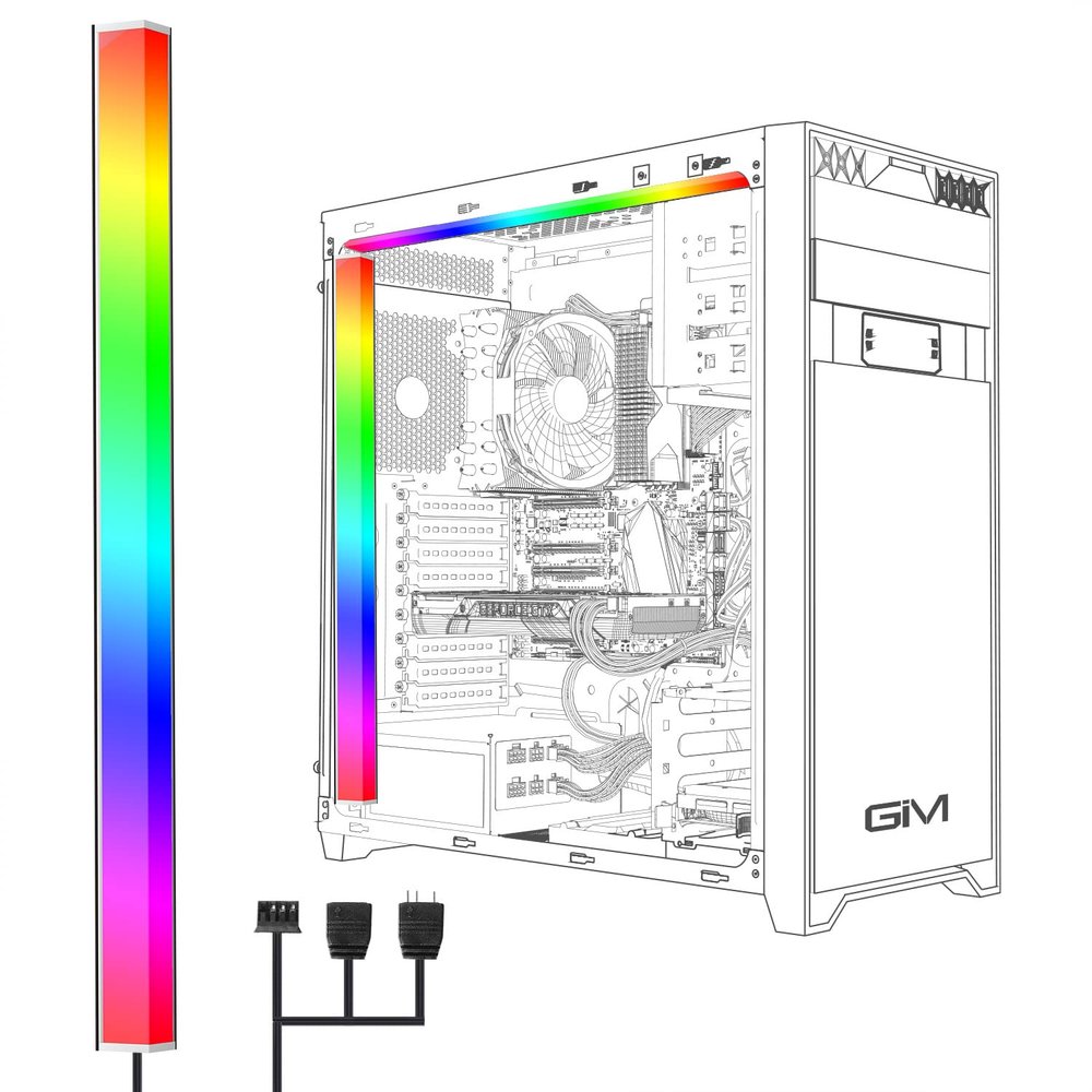 GIM KB-14 RGB PC Light Strip for Gaming Case, Magnetic Addressable LED PC Strip Kit, 5V ARGB 3Pin Header for Asus Aura, Asrock LED, Gigabyte RGB Fusion, MSI Mystic Light- 0.98ft