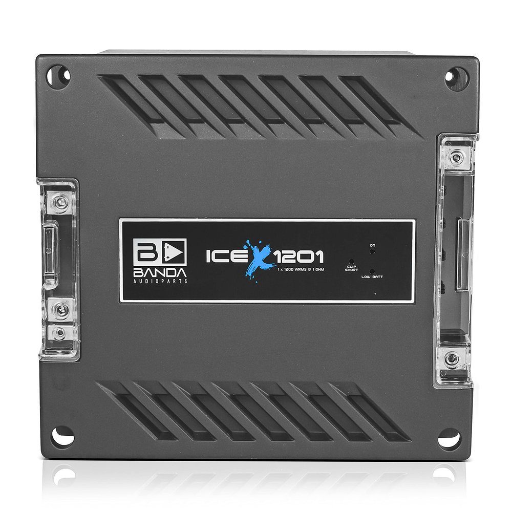 1-Channel Vehicle Audio Bass Amplifier - 1200 Watts High-Powered Mono Bass Amplifier w/Subsonic Filter and Low Pass Filter Stable at 1 ohm, LED Indicators, Sound Specialization - Banda ICEX1201