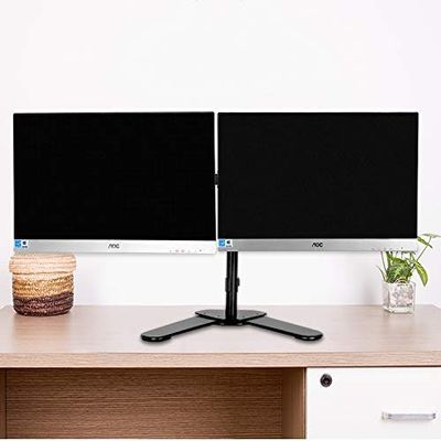 10-27" Full Motion Dual Monitor Desktop Stand Double Arms 360degree Monitor Mount Rotate Computer Screen Adjustable Table Holder (Clamp Bracket)