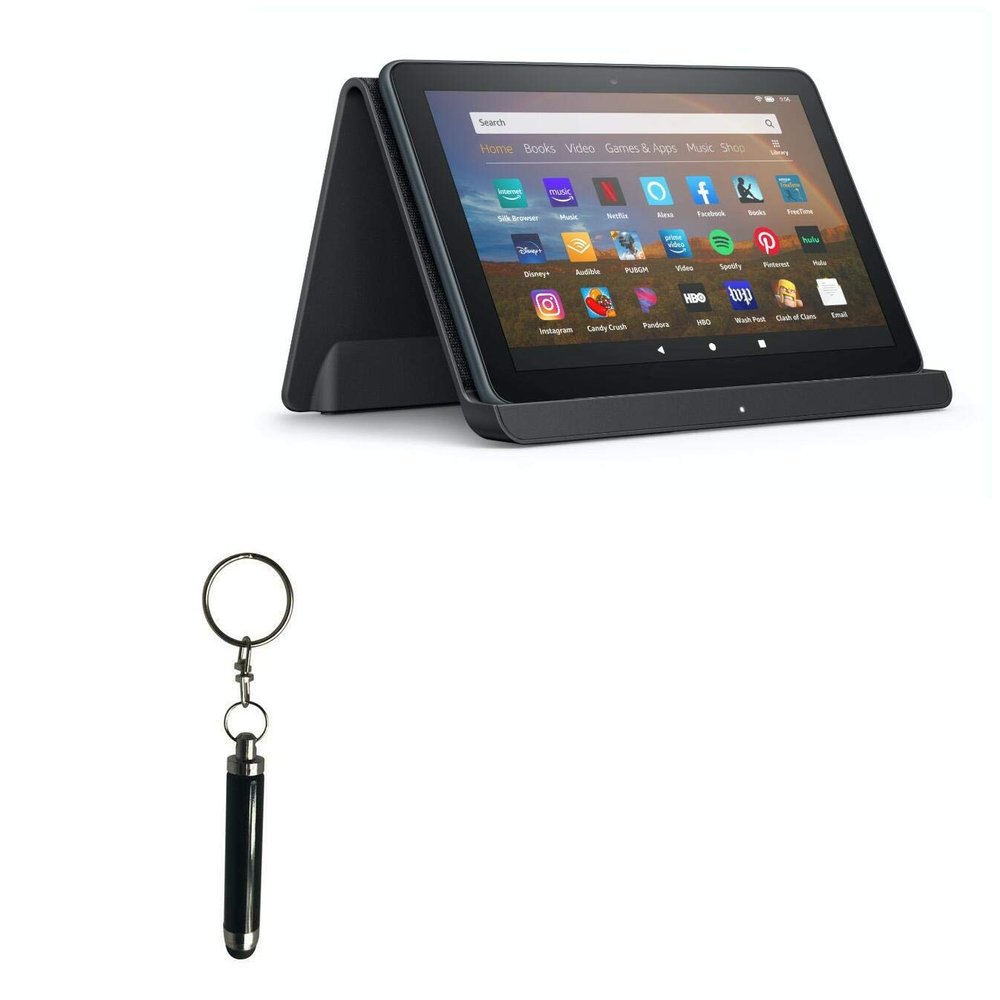 BoxWave Stylus Pen Compatible with Amazon Fire HD 8 (10th Gen 2020) - Bullet Capacitive Stylus, Mini Stylus Pen with Keyring Loop - Jet Black