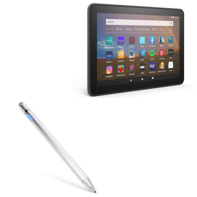 BoxWave Stylus Pen Compatible with Amazon Fire HD 8 Plus (10th Gen 2020) - AccuPoint Active Stylus, Electronic Stylus with Ultra Fine Tip - Metallic Silver