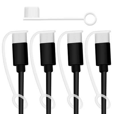 PortPlugs USB-C Covers - Dust Protection Caps with Integrated Cable Tether for USB Type-C Charging Cables for Phones, Tablets, Devices, and More | Clear (5-Pack)