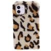 LCHDA Plush Case for iPhone SE/iPhone 5/5S, Cute Bunny Furry Fluffy Shell for Girls Winter Warm Artificial Rabbit Hair Soft TPU Silicone Protective Cover with Luxury Diamond Bowknot - Leopard Beige view 2