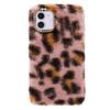 LCHDA Plush Case for iPhone SE/iPhone 5/5S, Cute Bunny Furry Fluffy Shell for Girls Winter Warm Artificial Rabbit Hair Soft TPU Silicone Protective Cover with Luxury Diamond Bowknot - Leopard Pink view 2
