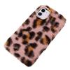LCHDA Plush Case for iPhone SE/iPhone 5/5S, Cute Bunny Furry Fluffy Shell for Girls Winter Warm Artificial Rabbit Hair Soft TPU Silicone Protective Cover with Luxury Diamond Bowknot - Leopard Pink view 3