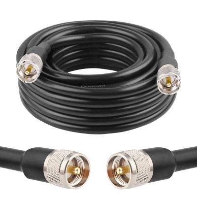 MOOKEERF PL259 UHF Cable 25ft, KMR400 PL259 Male to Male Coaxial Cable Low Loss CB Coax Cable for HAM Radio, VHF Radio, SWR Meter, Antenna Analy
