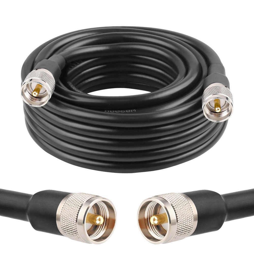 MOOKEERF PL259 UHF Cable 25ft, KMR400 PL259 Male to Male Coaxial Cable Low Loss CB Coax Cable for HAM Radio, VHF Radio, SWR Meter, Antenna Analy