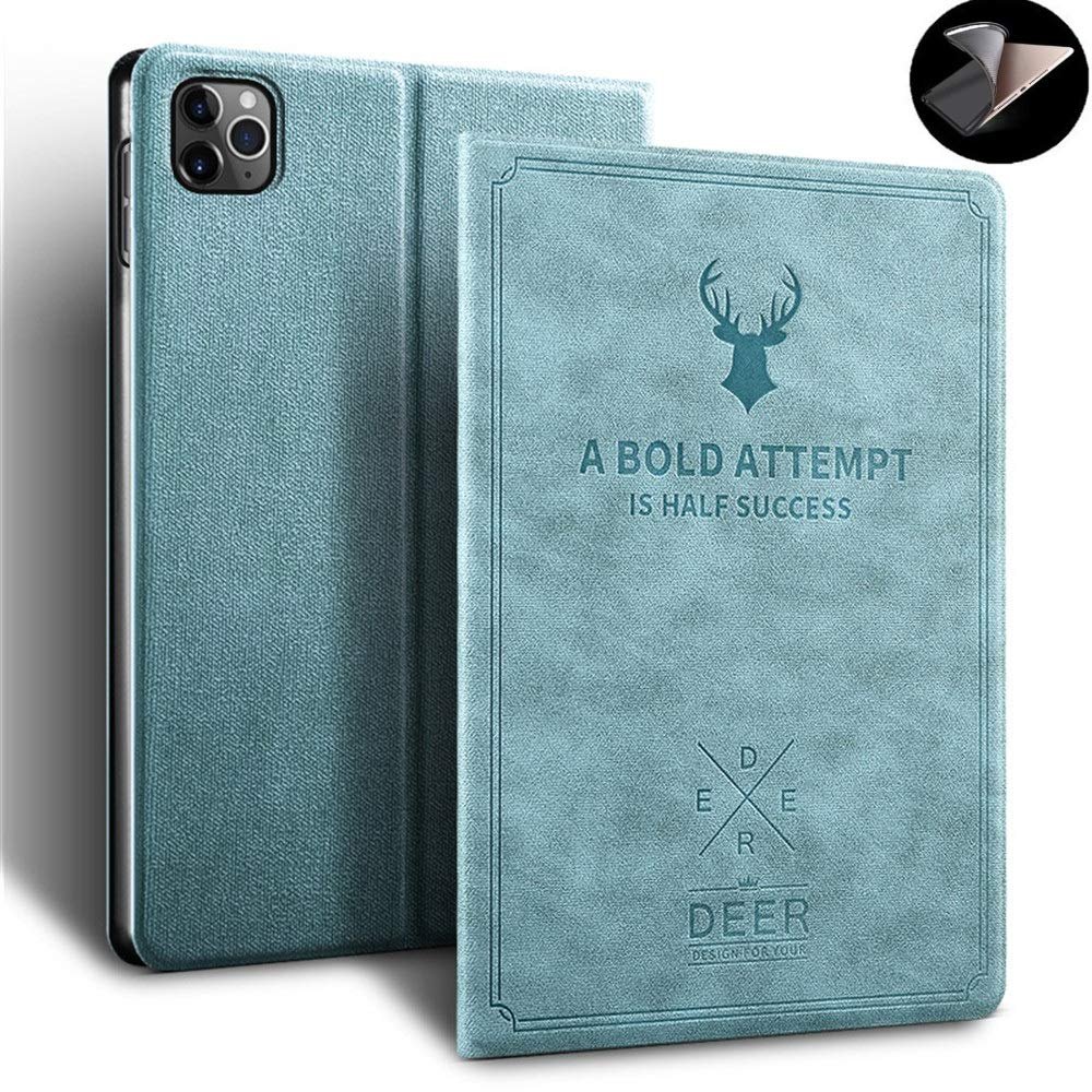 2020 iPad Pro 11 case 2nd Gen Ultra Slim Lightweight Book Style Deer Book Style Smart Sleep/Wake with Stand Fashion Nordic Style Soft TPU Back Cover Anti-Drop (iPadPro112020/2018, Blue)