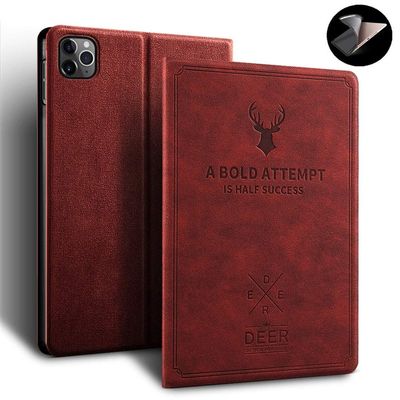 2020 iPad Pro 11 case 2nd Gen Ultra Slim Lightweight Book Style Deer Book Style Smart Sleep/Wake with Stand Fashion Nordic Style Soft TPU Back Cover Anti-Drop (iPadPro112020/2018, Wine Red)