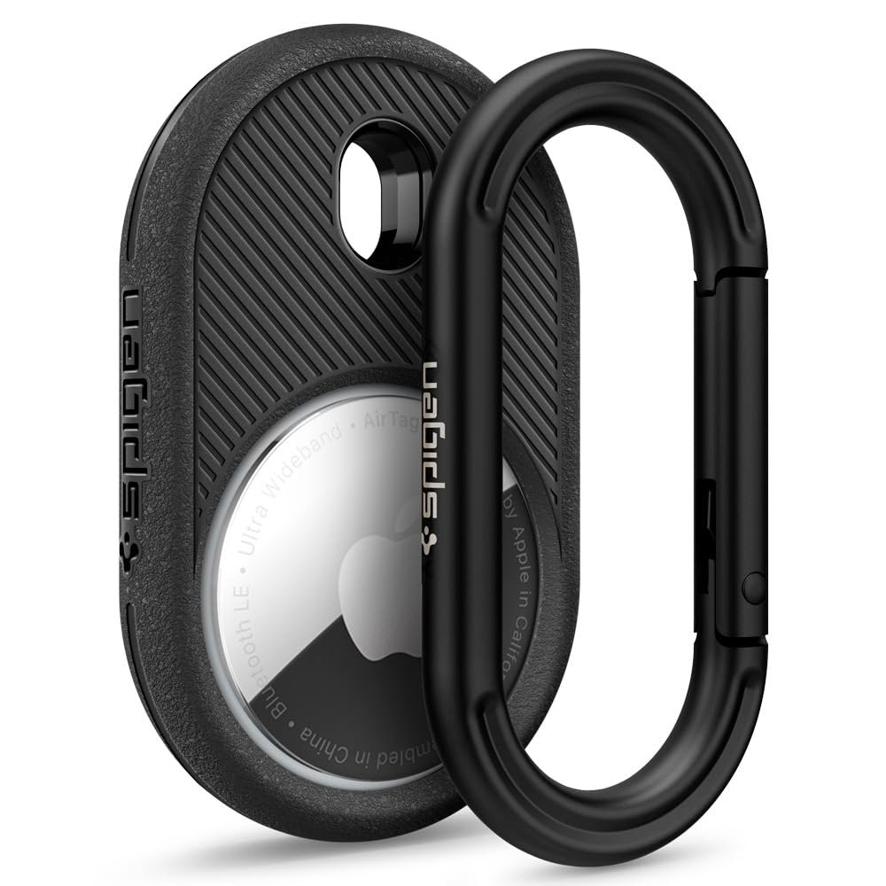 Caseology by Spigen Vault Designed for AirTag Keychain Holder Case Compatible with Keys, Bags, Pets, Backpacks and Everyday Essentials (Device Not Included) - Matte Black