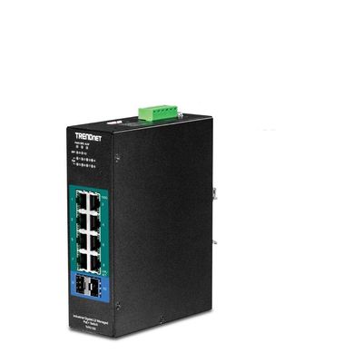 TRENDnet 10-Port Industrial Gigabit L2 Managed PoE+ DIN-Rail Switch, TI-PG102i, 8 x Gigabit PoE+ Ports, DIN-Rail Mount, 2 x SFP Slots, 24 57V DC Power Input, IP30, VLAN, QoS,(Renewed)