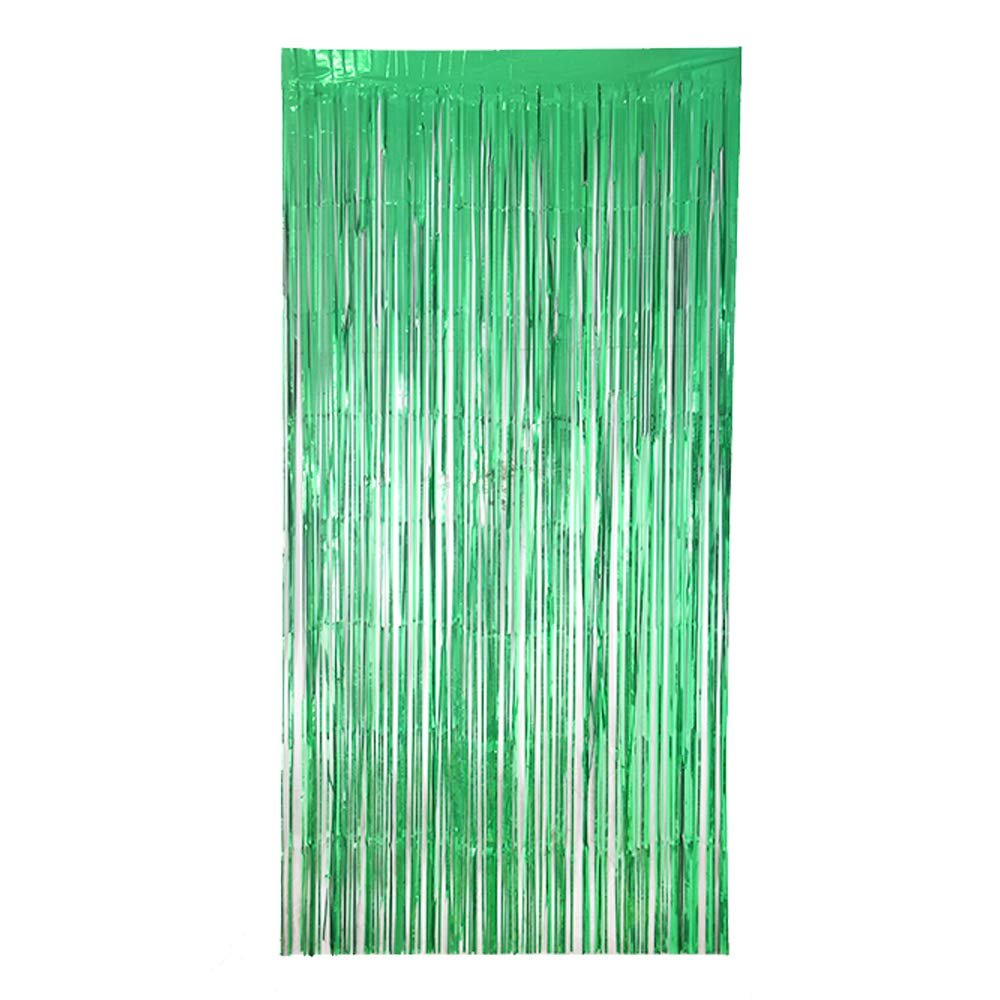 Metallic Tinsel Foil Fringe Curtain Photo Booth Backdrop Wall Decoration, Laser Tassel Background Foil Rain Silk Curtains for Wedding Birthday Christmas Graduation Party (Rain Silk Green)