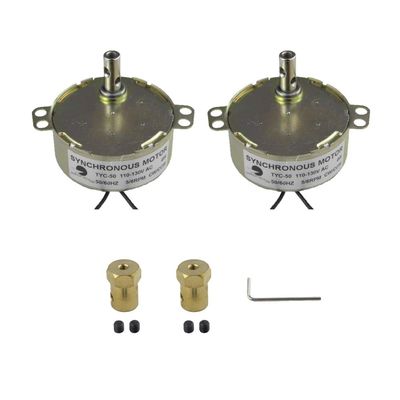 CHANCS 2PCS Synchronous Motor TYC-50 110V Turntable Motor 5-6RPM with 7mm Flexible Coupling Connector Electric Motor Turntable Gear Box for Cup Turner Hand-Made