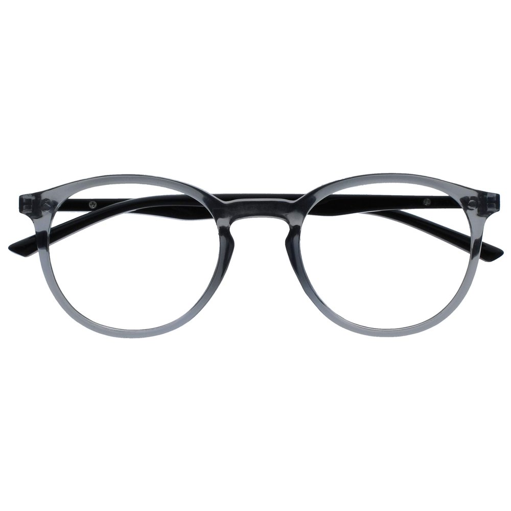 OPULIZE MET Blue Light Blocking Reading Glasses for Women Men, Slim Round Frame with Scratch Resistant and Spring Hinges, Computer Glasses with Anti-Reflective, Grey +2 (Pack of 1)
