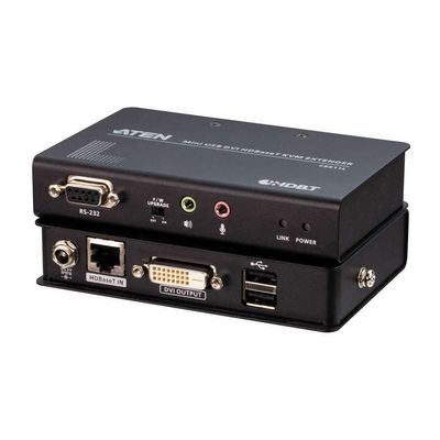 ATEN CE611 Mini USB DVI HDBaseT KVM Extender (1920 x 1200@100m) - 1 Local User(s) - 1 Remote User(s) - 328.08 ft Range - 1920 x 1200 Maximum Video Resolution - 2 x Network (RJ-45) - 3 - 2 x DVI