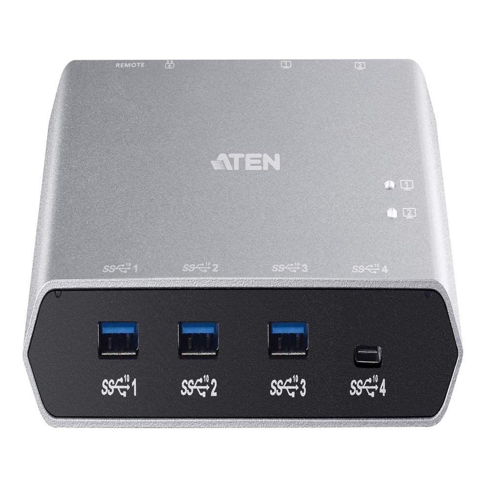 ATEN US3342 2-Port USB-C Gen 2 Sharing Switch with Power Pass-Through - USB 3.1 (Gen 2) Type C - External - 4 USB Port(s) - Mac, PC