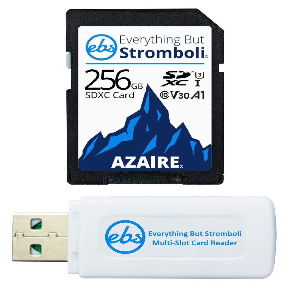 Everything But Stromboli 256GB SD Card Class 10 UHS-1 U3 Speed C10 V30 256G SDXC Memory Card for Compatible Camera, Computer, Video Camcorder Bundle with (1) SD & Micro Card Reader