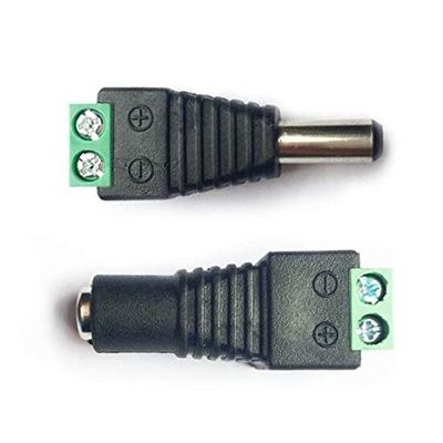 Electrical Equipments Supplies - DC 5.5x2.1 Plug DC Male female Cable Wire Jack Connector Plug Adapter For 3528 5050 Single Color LED Strip Light CCTV Camera - (male female DC type1, Package: 10 pack)