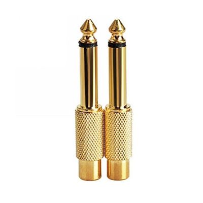 Davitu Electrical Equipments Supplies - 2pcs 6.35mm 1/4" Male Mono Plug To RCA Female Jack Audio Adapter Connector - (Color: Gold)
