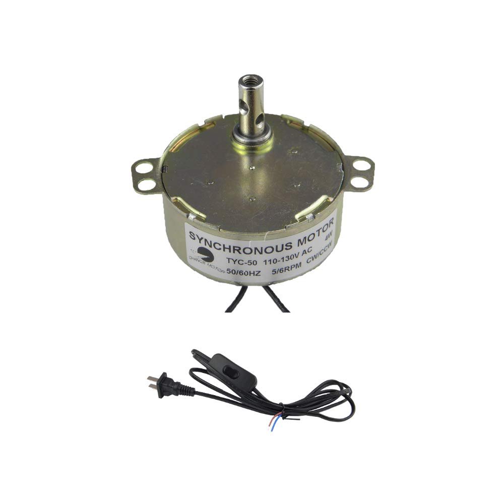 CHANCS Synchronous Turntable Motor TYC-50 110V 5-6RPM AC100~127V Electric Motor Synchron Motor for Cup TWith Inline Foot Push Lamp Power Cord with Foot Switch 1.8m US Plug