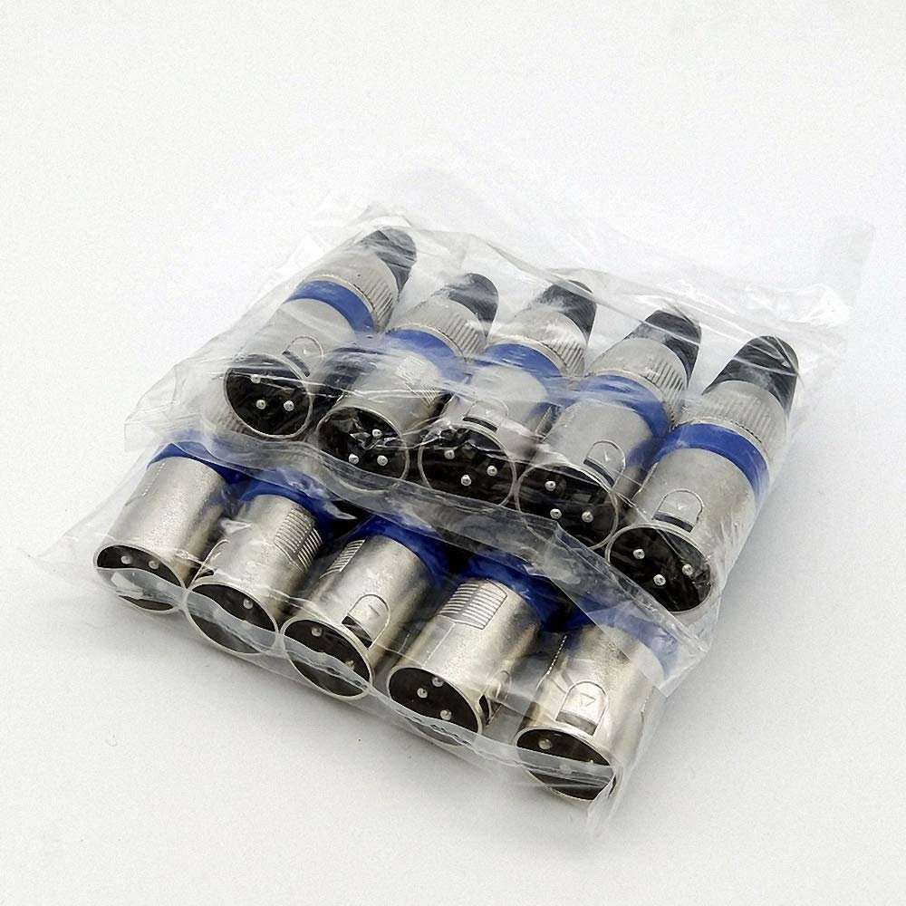 10pcs 3Pin XLR Connector Male Connector Microphone Connector MIC Adapter