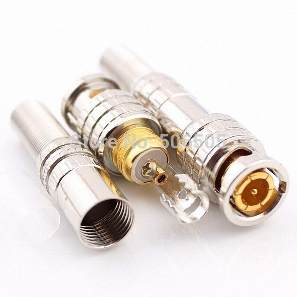 75-5 Gold Plating BNC weldless Connector Q9 Jack for Coaxial RG59 CCTV Camera 100pcs/lot