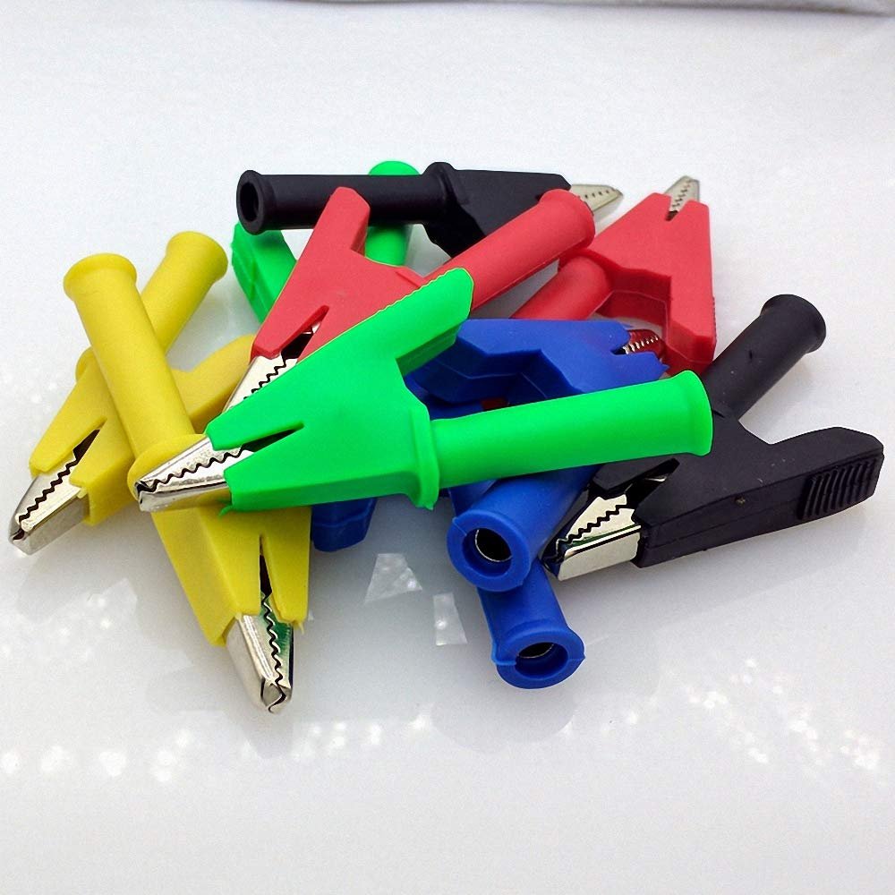 5 Color Pure Copper Large Current 30A with case Alligator Clip Test Clip with 4mm Banana Socket 10pcs/lot