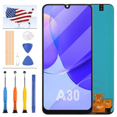 New OLED Screen Replacement for Samsung Galaxy A30 2019 A305 A305F/A/G/Y A30 LCD Display Repair Parts Assembly Touch Sensor Digitizer Glass Lens Kit No Fingerprint Sensor (New OLED No Frame)