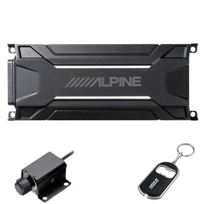 Alpine KTA-30MW Class D Weather Resistant IP66 Tough Power Pack Mono Amplifier with RUX-KNOB.2 Remote Bass Knob