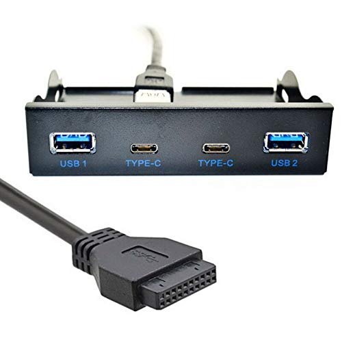 WALLER PAA 3.5 Inch USB-C USB 3.0 HUB 4 Ports Front Panel Floppy Bay Internal 20Pin Bracket
