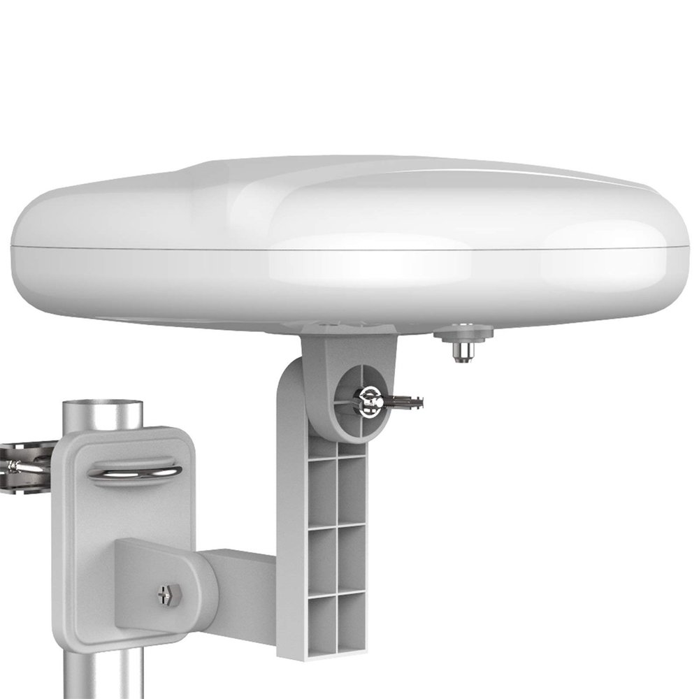 1byone Outdoor TV Antenna 360 Omni-Directional Reception Long 100+ Miles Range Enhance VHF&UHF 4K Ready HDTV Antenna with Added Stability for Outdoor/Attic/RV Use - 39ft RG6 Coax Cable