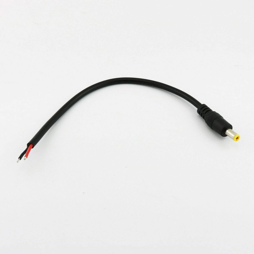 Connector and Terminal 25cm DC Power 5.5mm x 2.1mm Socket 18AWG Pigtail Cable for CCTV Camera LED 12V - (Color:5.5x2.1mm Male)
