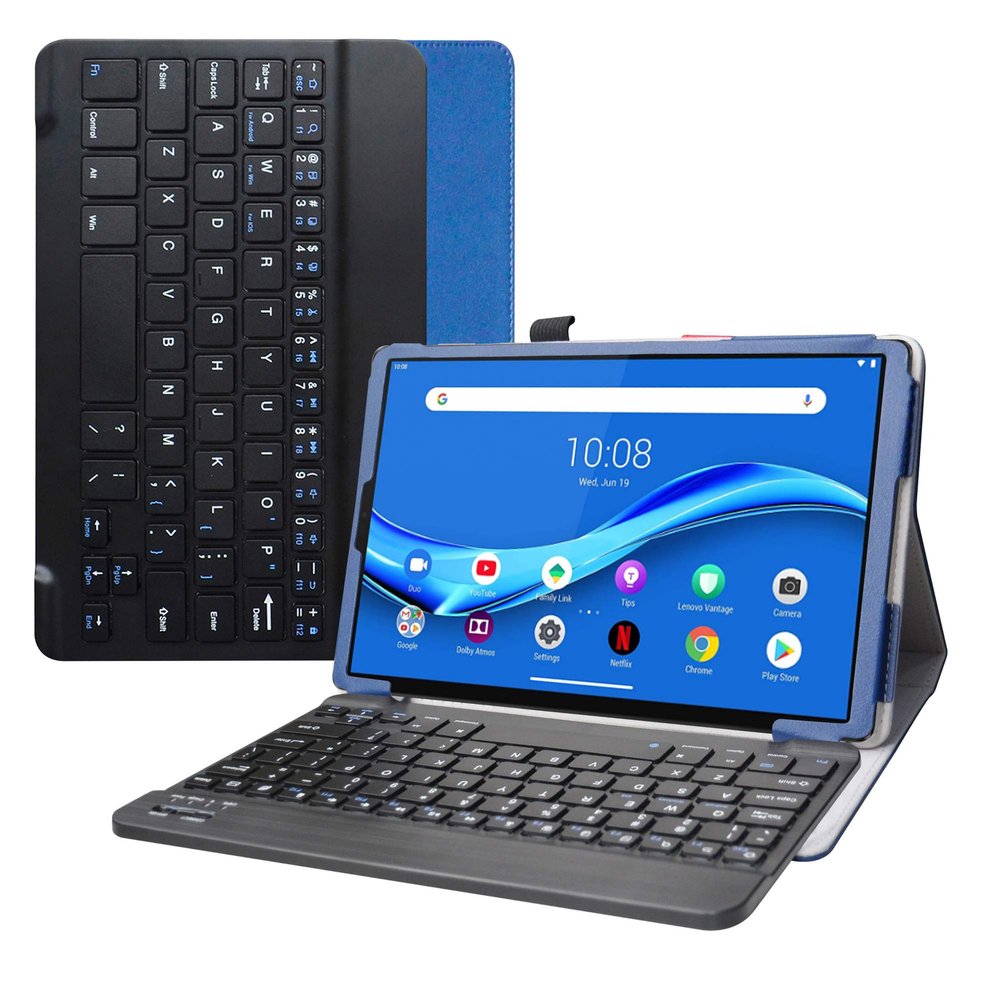 Bige for Lenovo Tab M10 Plus Keyboard Case, PU Leather Cover with Removable Keyboard for Smart Tab M10 Plus, Blue