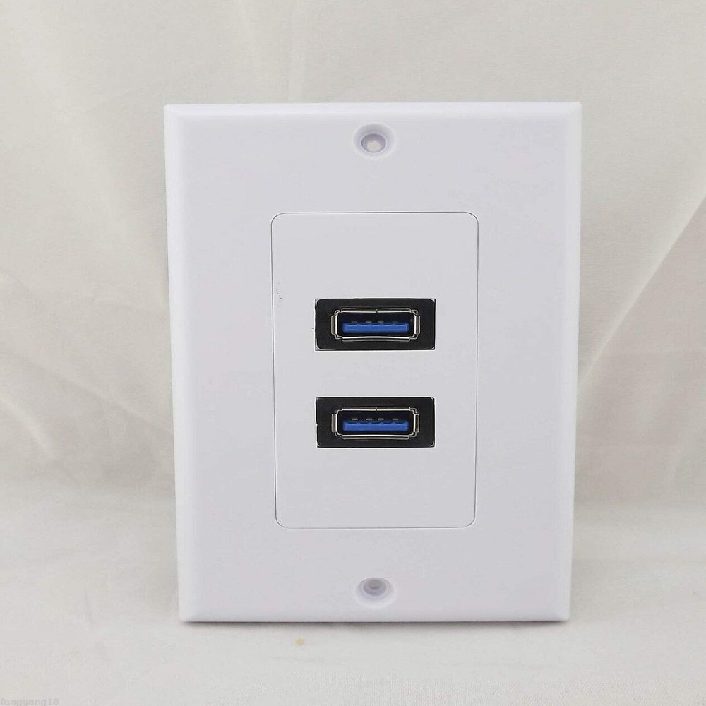 Connector and Terminal 1x Dual Port USB 3.0 Home Wall Charger Outlet Plate Panel Power Supply Socket
