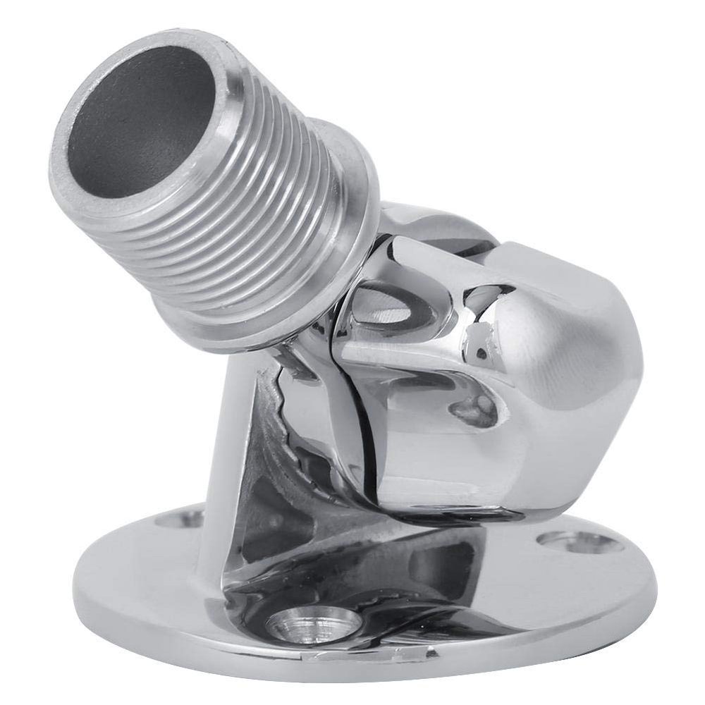 Marine VHF Antenna Mount, 316 Stainless Steel Ratchet Antenna Base 180 Degree Adjustable Antenna Bracket for Boats and RV