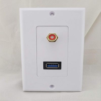 Connector and Terminal USB 3.0 and RCA Phono Female Socket Wall Outlet Face Plate Audio Coax Composite