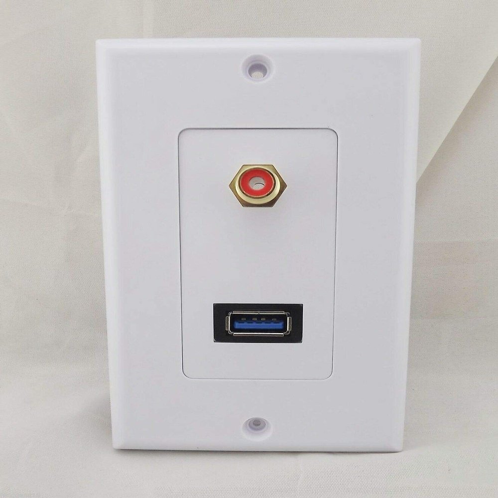 Connector and Terminal USB 3.0 and RCA Phono Female Socket Wall Outlet Face Plate Audio Coax Composite